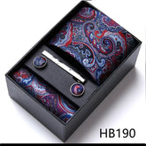 Conjunto de Gravata Paisley Vinho Azul